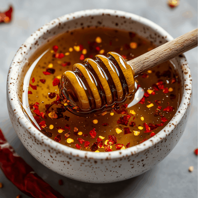 Hot honey sauce with chili flakes and honey