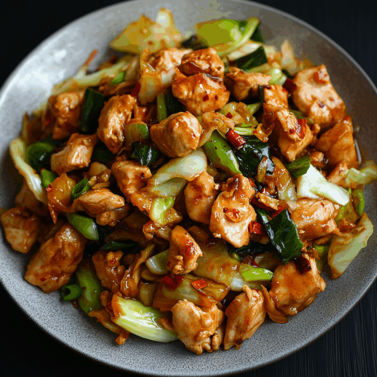 Healthy Chicken Cabbage Stir Fry with carrots and ginger