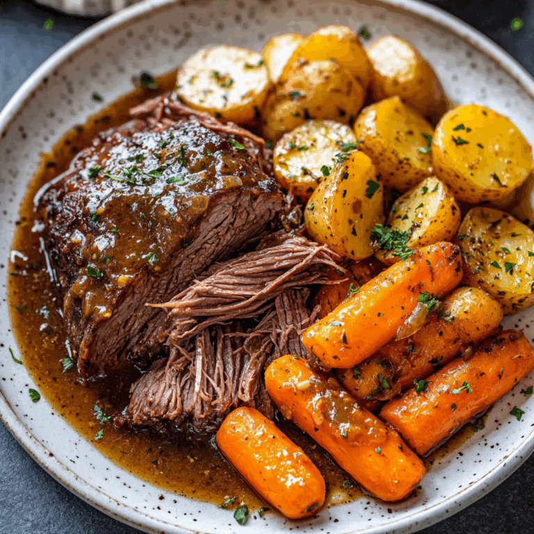 Classic slow cooker pot roast with carrots and potatoes