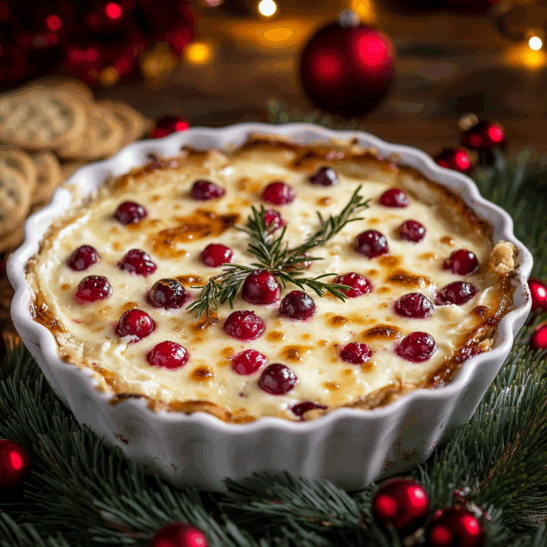 Cream cheese cranberry dip with crackers on a holiday platter