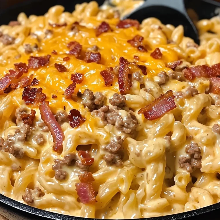 Creamy Loaded Bacon Cheeseburger Alfredo Pasta