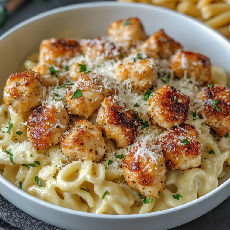 Garlic Butter Chicken Bites with Creamy Parmesan Pasta