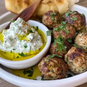 Mediterranean Meatballs with Herbed Tzatziki
