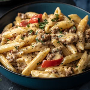 Philly Cheesesteak Pasta with Creamy Provolone Sauce