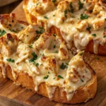 Chicken Alfredo Garlic Bread