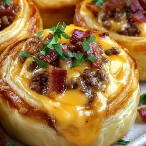Garlic Butter Bacon Cheeseburger Rollups