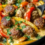 Creamy Dreamy Meatballs & Pepper Skillet